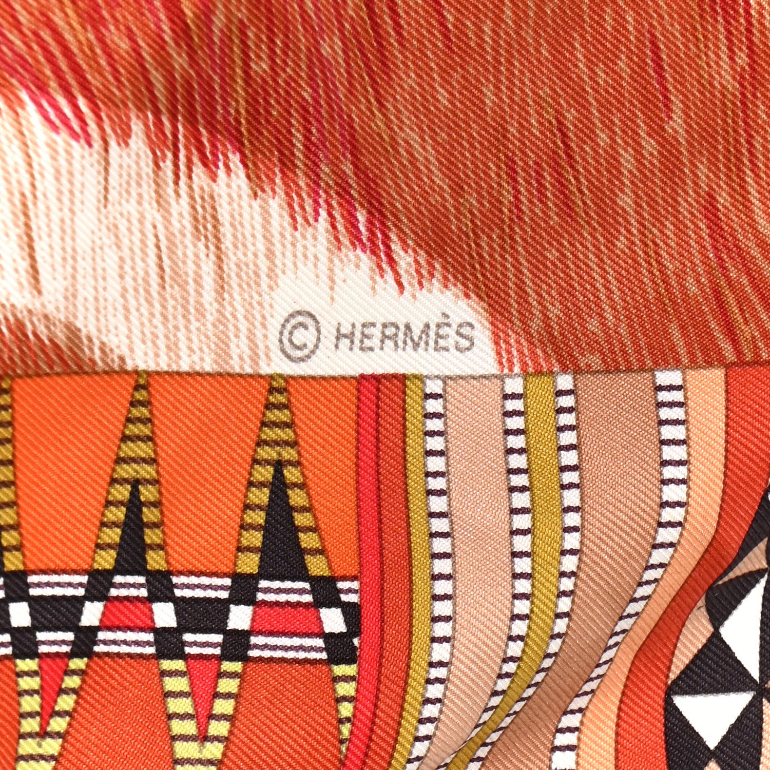 Hermes Silk Pelages et Camouflage Scarf 90 Brique Acajou Rouge H 3 of 5