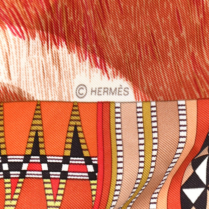 Hermes Silk Pelages et Camouflage Scarf 90 Brique Acajou Rouge H 3 of 5