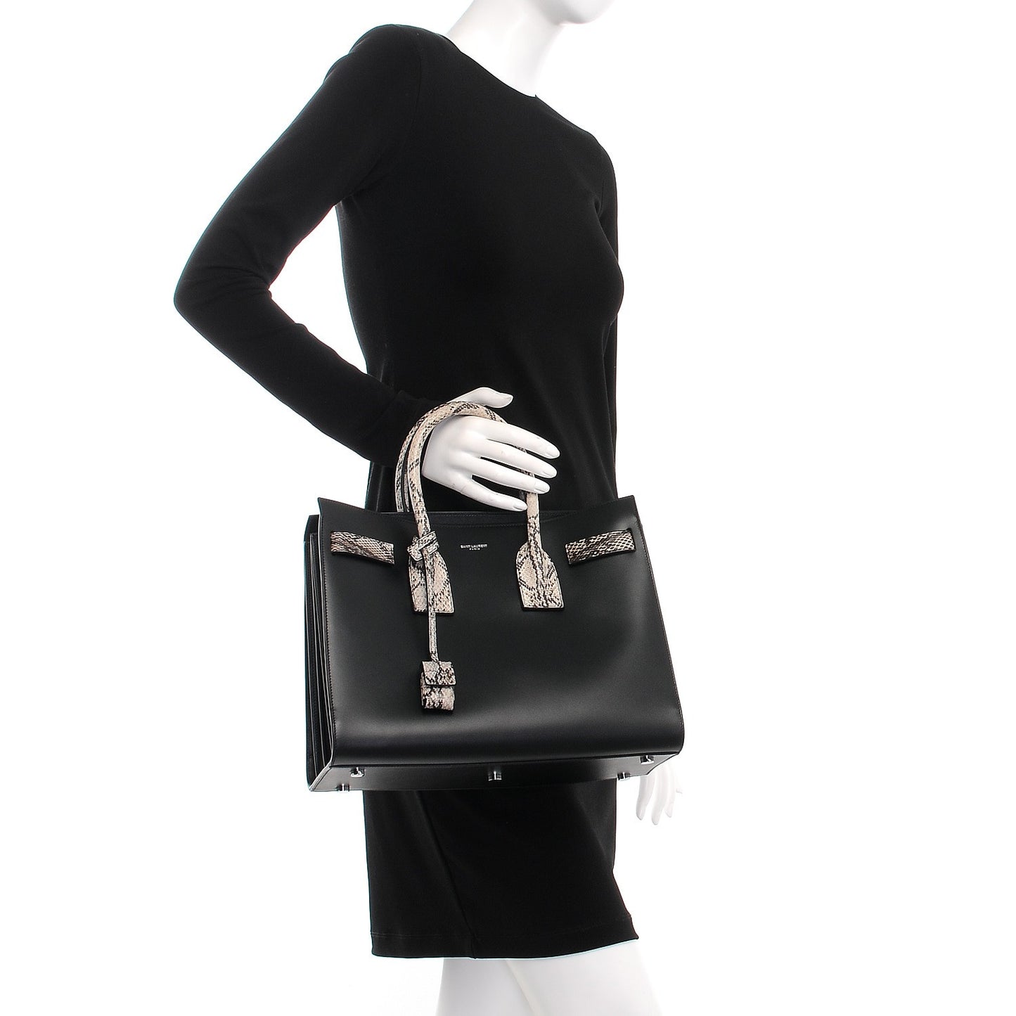 Calfskin Embossed Python Small Sac De Jour Black