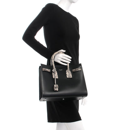 Saint Laurent Calfskin Embossed Python Small Sac De Jour Black 3 of 7