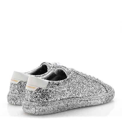 Saint Laurent Calfskin Crystal Glitter Andy Sneakers 37 Silver 5 of 11