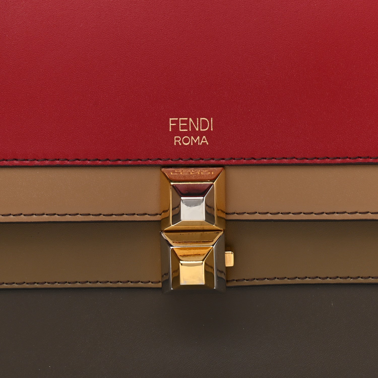 Fendi Calfskin Kan I Shoulder Bag Red Multicolor 9 of 11