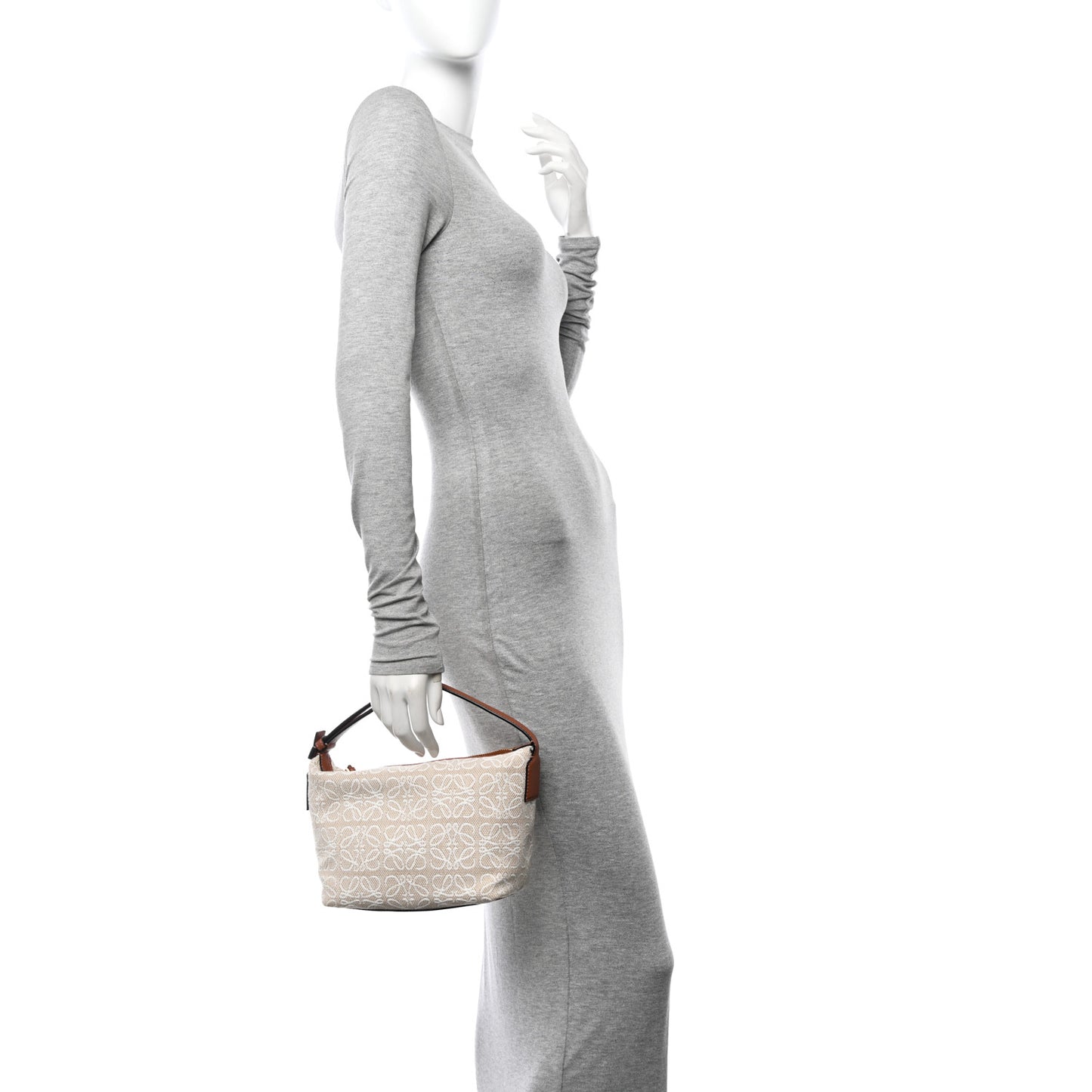 Jacquard Anagram Calfskin Small Cubi Bag Ecru Tan