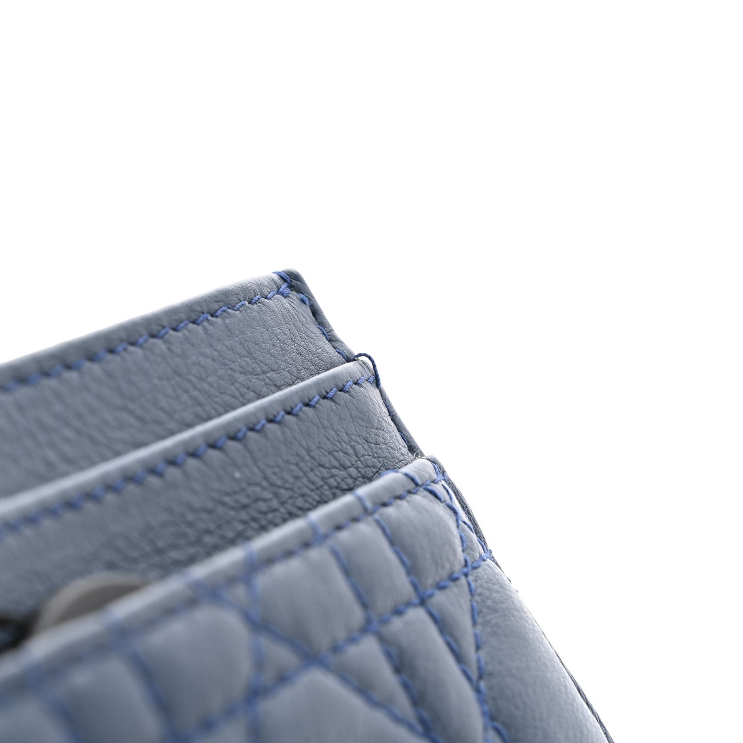 Christian Dior Supple Calfskin Cannage Caro Fresia Card Holder Navy 9 of 9