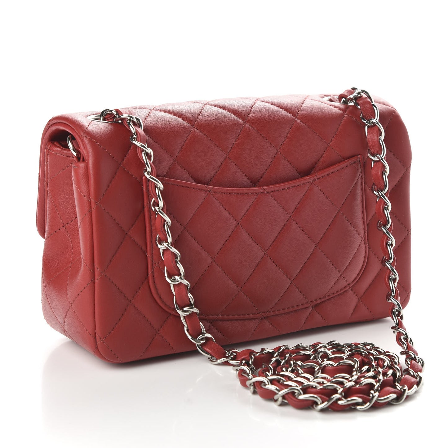 Lambskin Quilted Mini Rectangular Flap Red