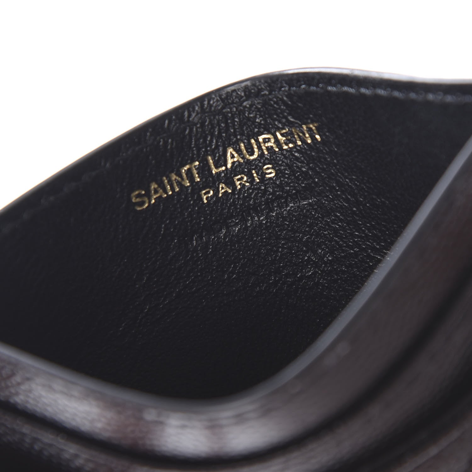 Saint Laurent Grain De Poudre Matelasse Chevron Monogram Credit Card Case Black 6 of 8