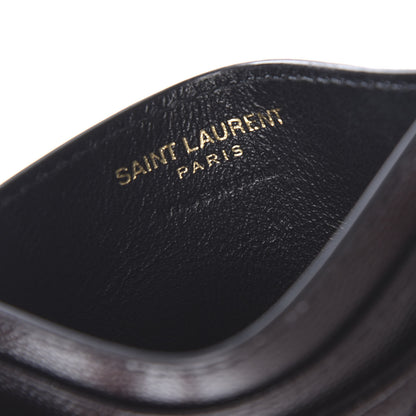 Saint Laurent Grain De Poudre Matelasse Chevron Monogram Credit Card Case Black 6 of 8