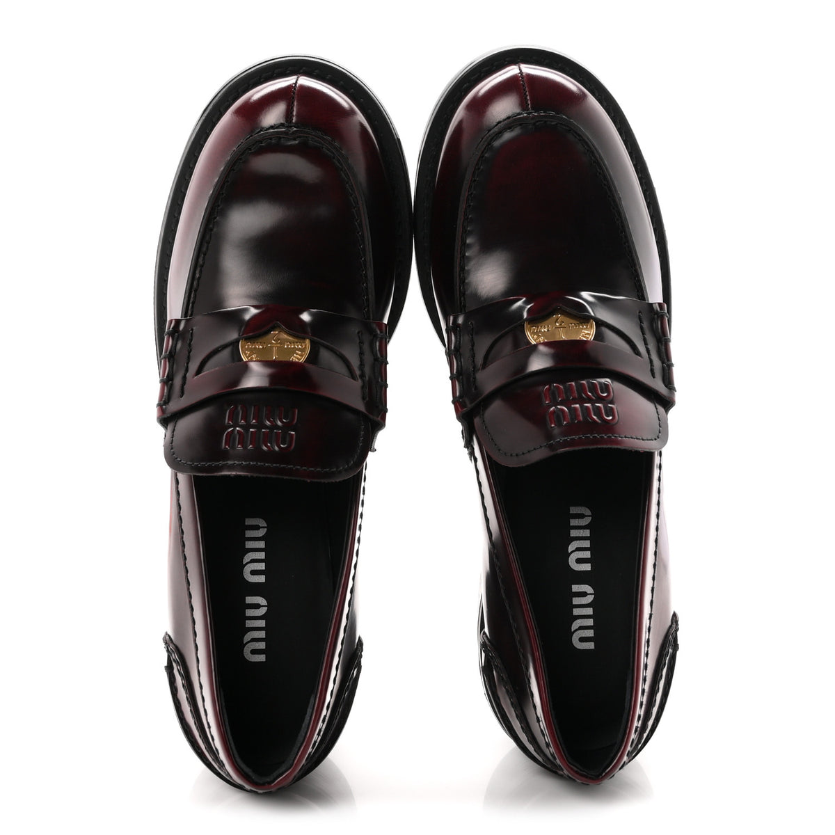 Miu Miu Spazzolato Fume Penny Platform Loafers 39 Porpora 2 of 10