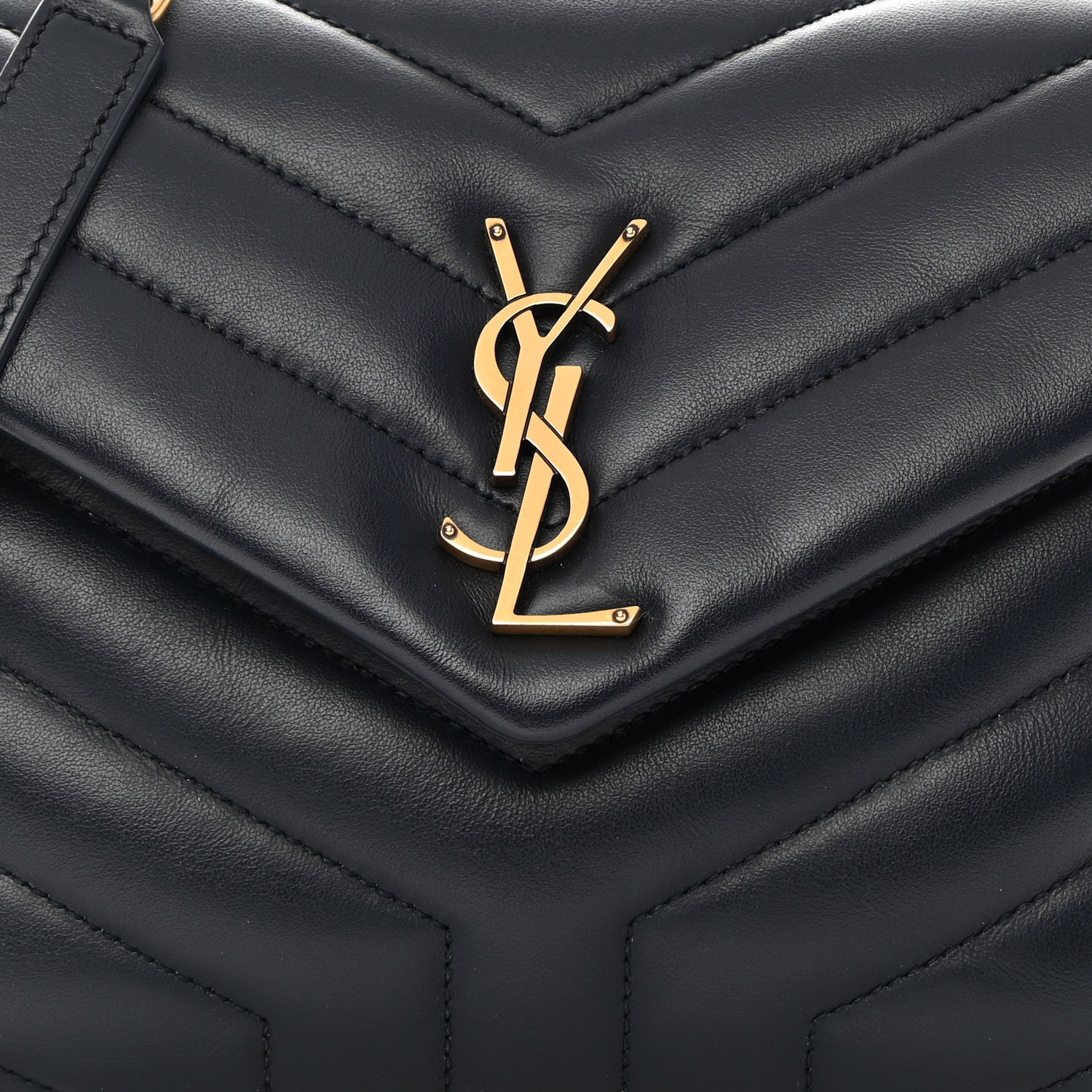 Saint Laurent Calfskin Y Quilted Monogram Small Loulou Chain Satchel Deep Marine 8 of 13