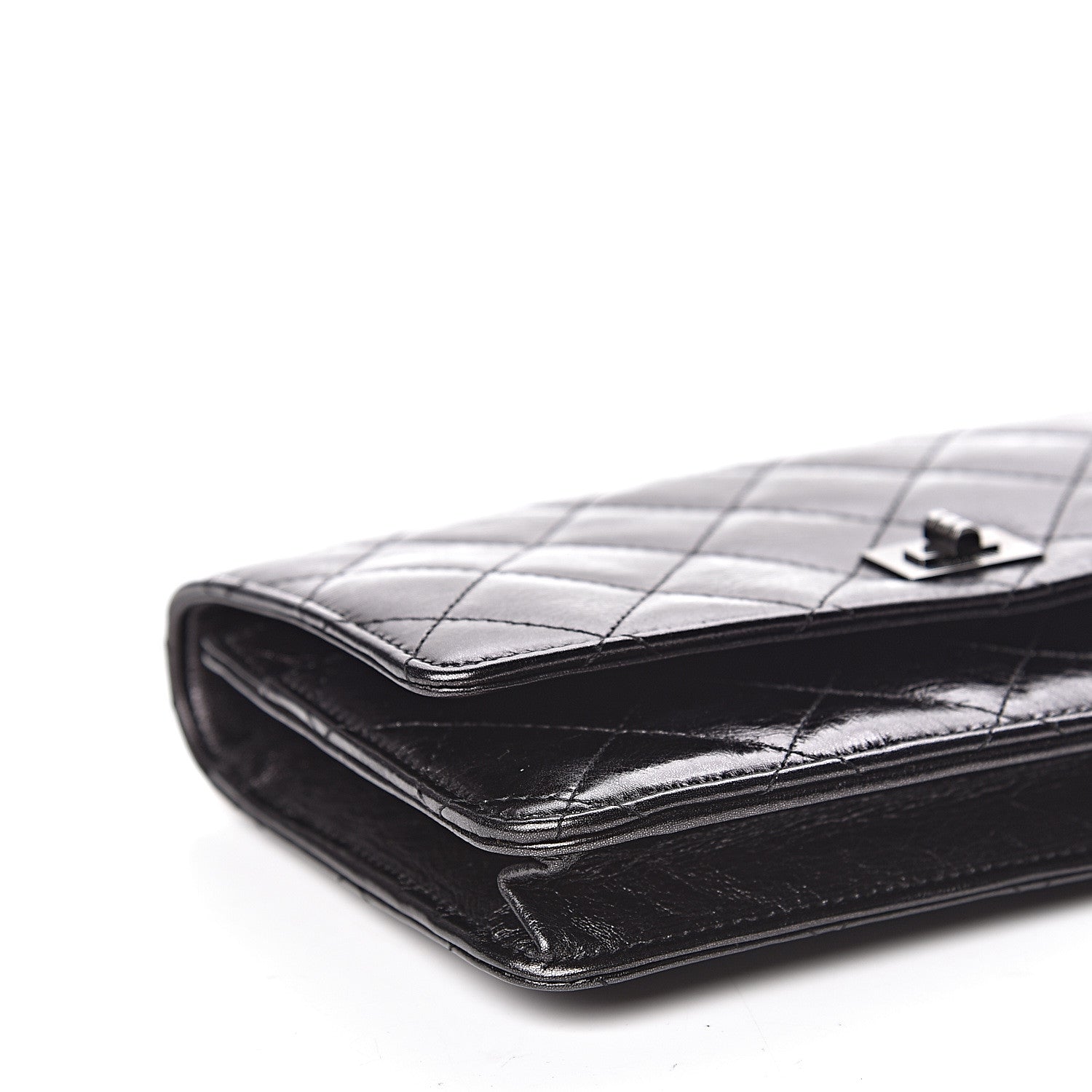 Chanel Metallic Calfskin Reissue Wallet On Chain WOC Black 9 of 12