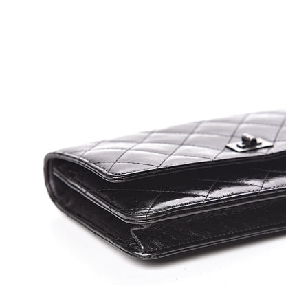 Chanel Metallic Calfskin Reissue Wallet On Chain WOC Black 9 of 12