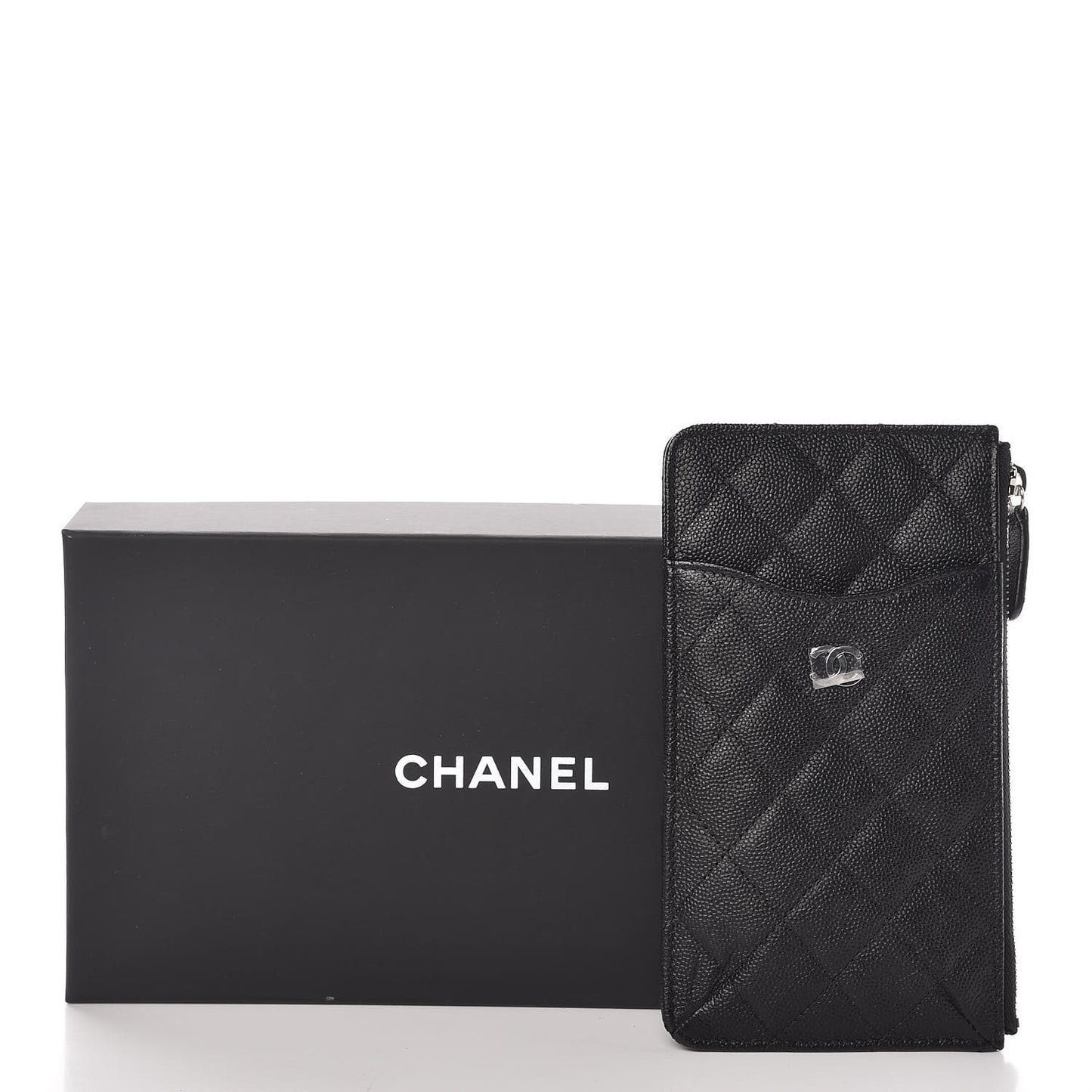 Caviar Quilted Classic Flat Wallet Pouch Black