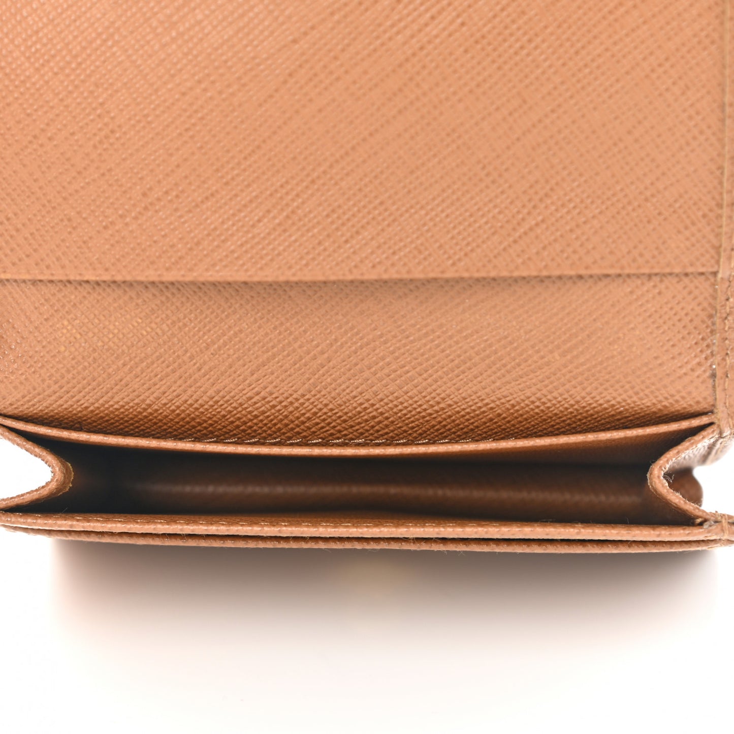Saffiano Metal Bi-Fold Card Holder Wallet Caramel