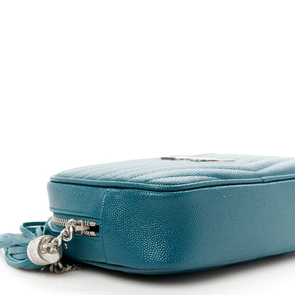Saint Laurent Grain De Poudre Matelasse Monogram Mini Lou Camera Bag Petrol Green 9 of 11