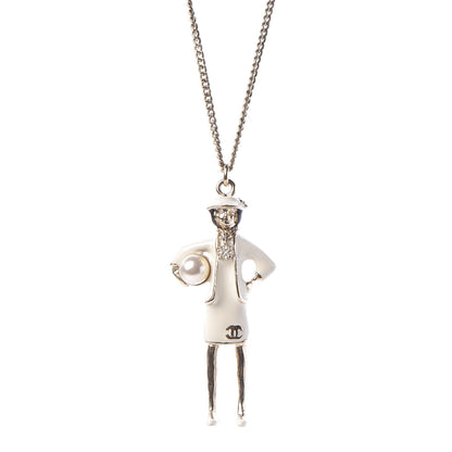 Chanel Enamel Pearl Coco CC Pendant Necklace Gold 4 of 7