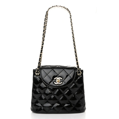 Chanel Patent Quilted Shiny Coco Small Flap Hobo Black 1 of 10