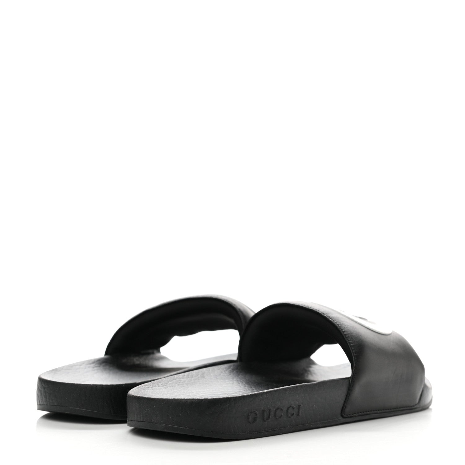 Gucci Nappa Miro Soft Calfskin Womens Interlocking G Slide Sandals 39 Black White 4 of 7