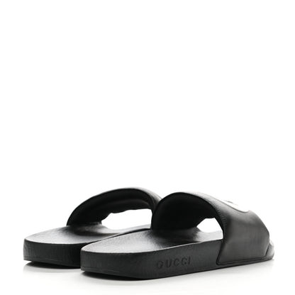 Gucci Nappa Miro Soft Calfskin Womens Interlocking G Slide Sandals 39 Black White 4 of 7
