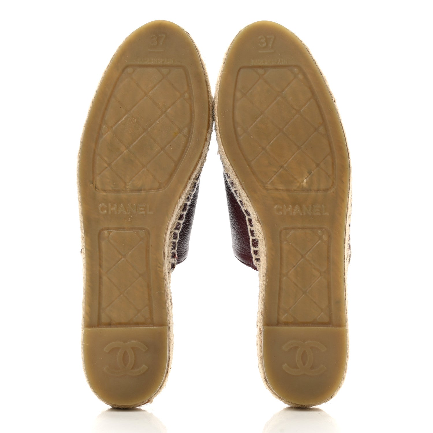 Chanel Calfskin CC Espadrille Mules 37 Burgundy 5 of 9