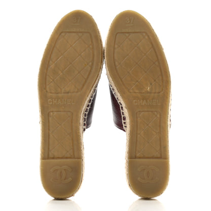 Chanel Calfskin CC Espadrille Mules 37 Burgundy 5 of 9