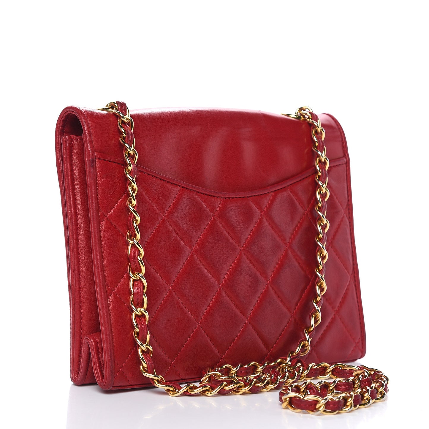 Lambskin Quilted CC Small Single Flap Red