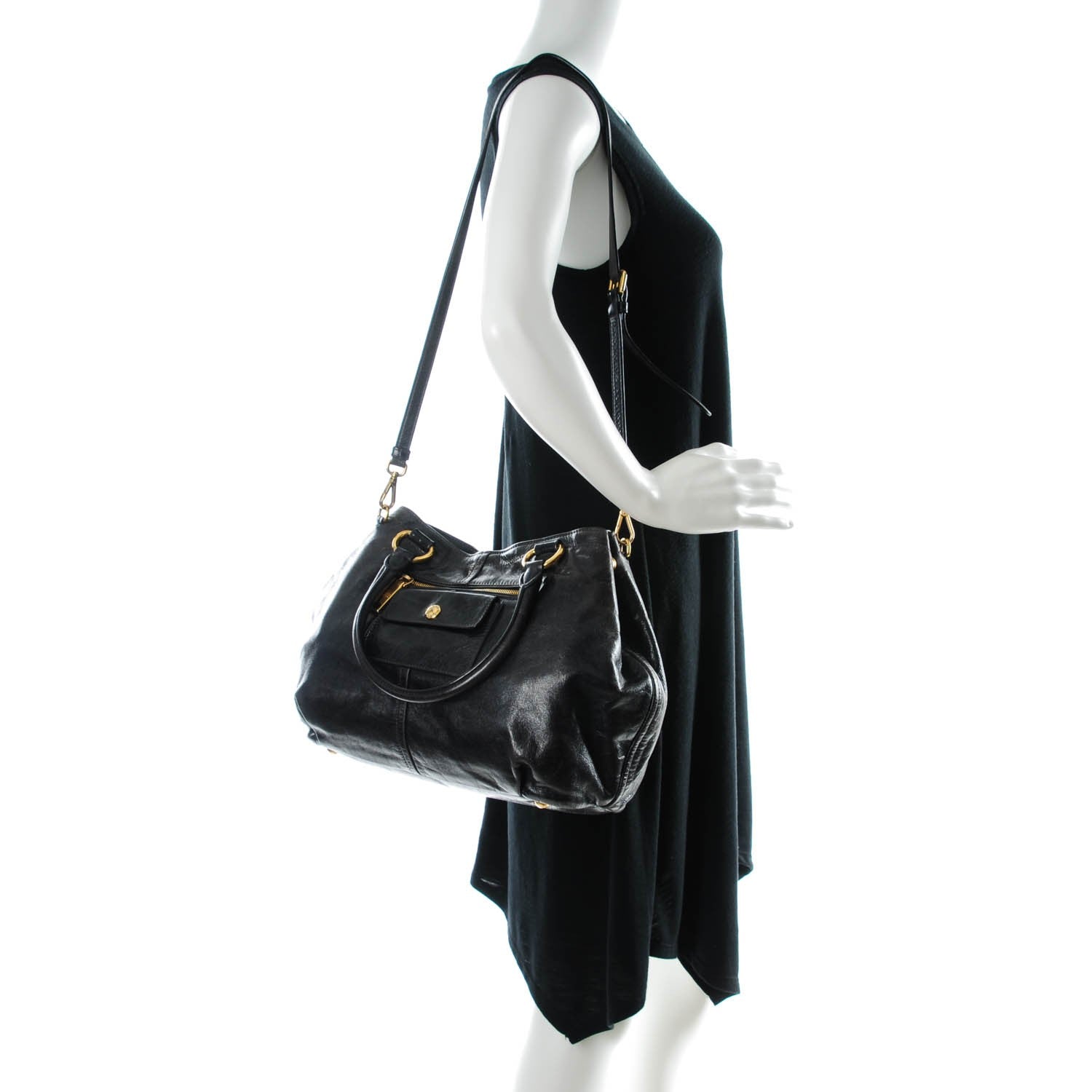 Prada Vitello Shine Shoulder Bag Zaffiro 2 of 8