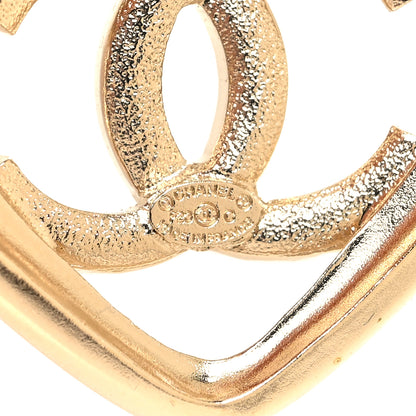 Chanel Metal Crystal CC Logo Heart Brooch Gold 3 of 3