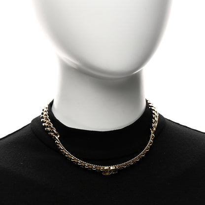 Chanel Metal Crystal Bead Chain Link CC Choker Necklace Gold 2 of 5