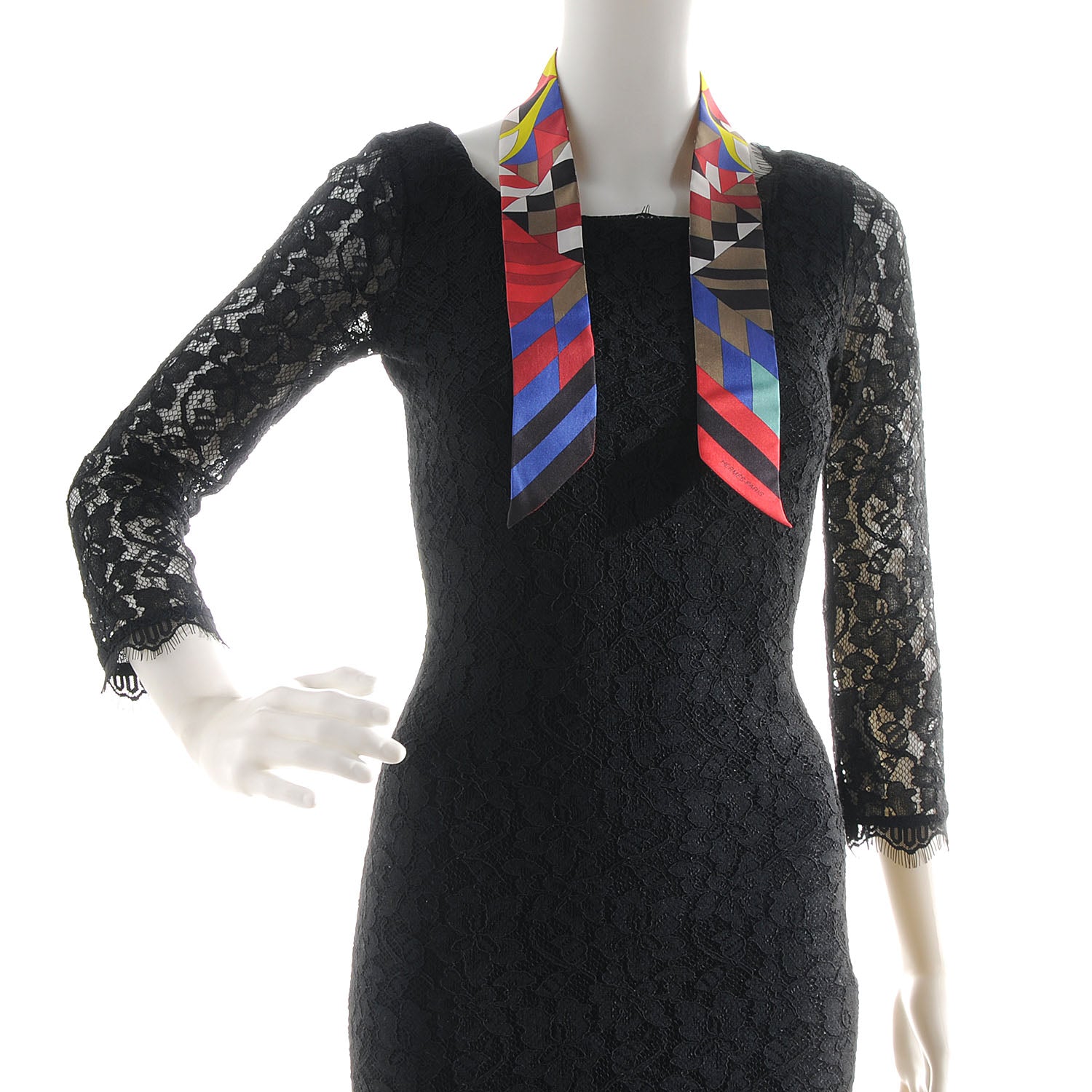 Hermes Silk Psyche Twilly Noir Rouge Anis 2 of 5