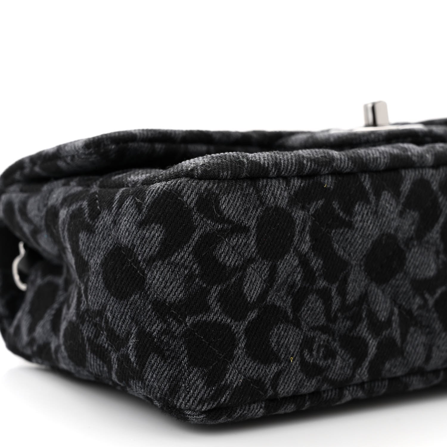 Chanel Printed Denim Quilted Flower Mini Rectangular Flap Black 9 of 11