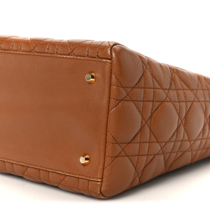 Christian Dior Lambskin Cannage Medium Lady Dior Tan 10 of 12