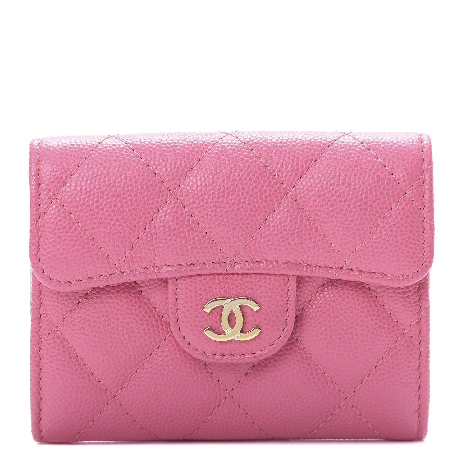 Chanel Caviar Quilted Flap Card Holder Wallet Pink 1 of 9