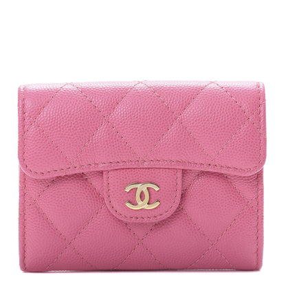 Chanel Caviar Quilted Flap Card Holder Wallet Pink 1 of 9