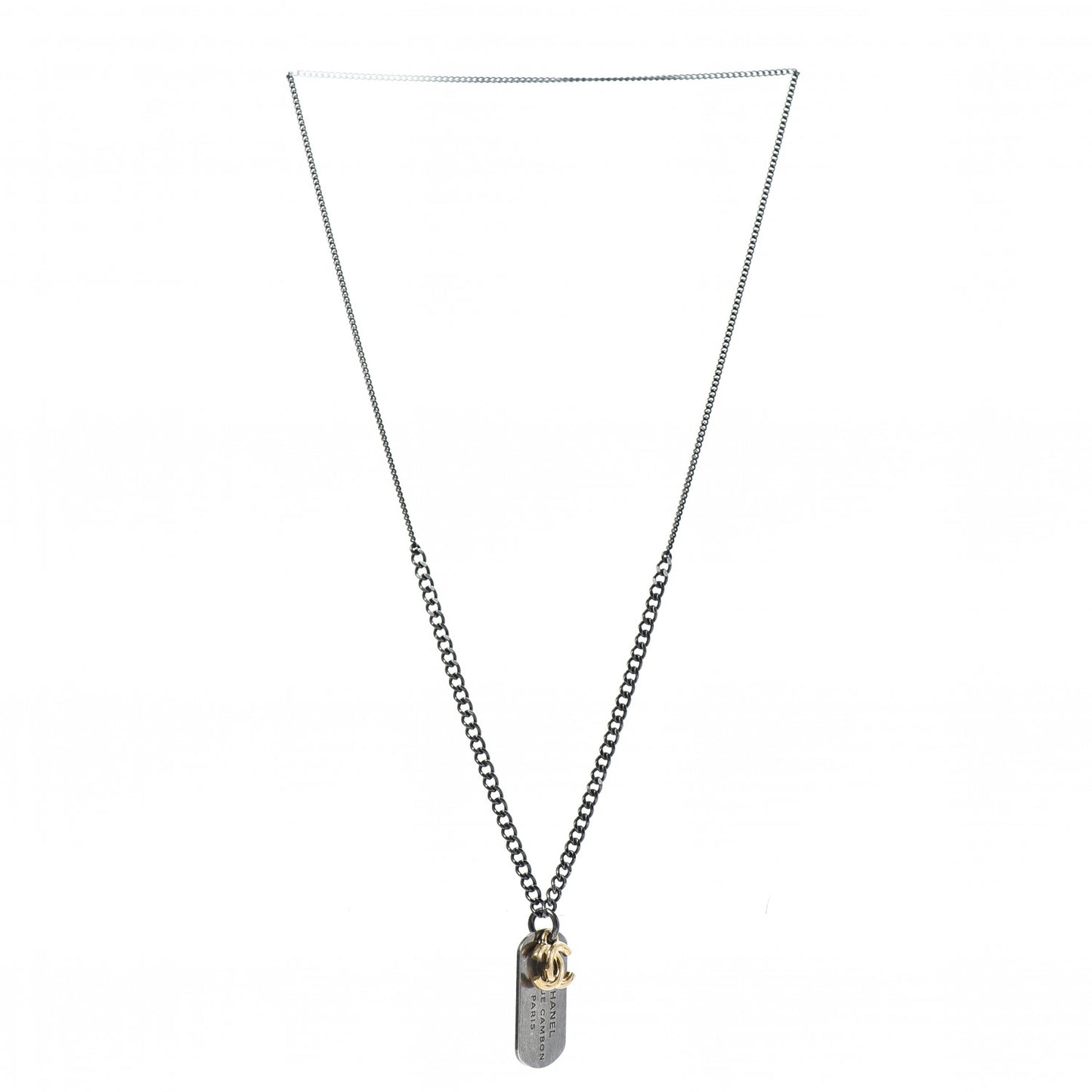 Ruthenium ID Dog Tag Charm Necklace Silver Gold