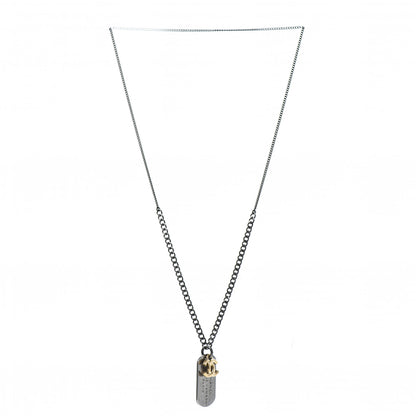 Chanel Ruthenium ID Dog Tag Charm Necklace Silver Gold 3 of 5