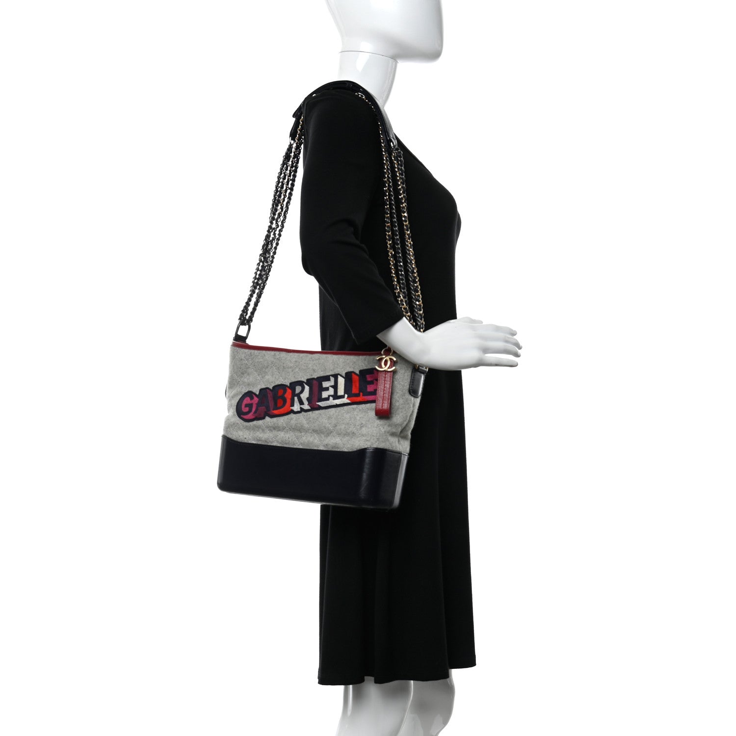Chanel Wool Calfskin Quilted Medium Gabrielle Hobo Navy 3 of 6