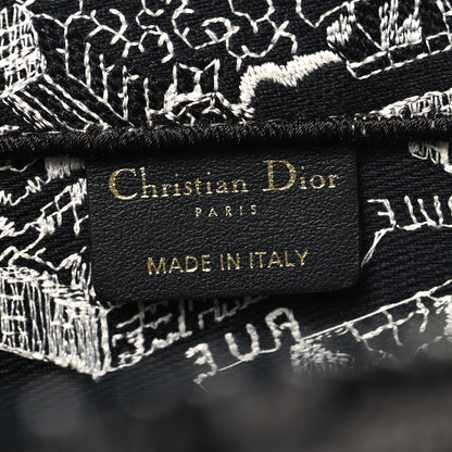 Christian Dior Canvas Embroidered Medium Plan De Paris Book Tote Black White 6 of 10