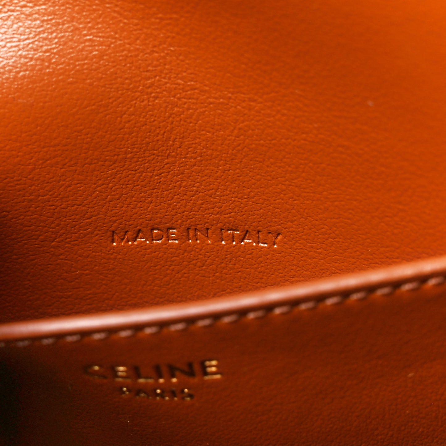 Triomphe Canvas Calfskin Tabou Clutch on Strap Tan