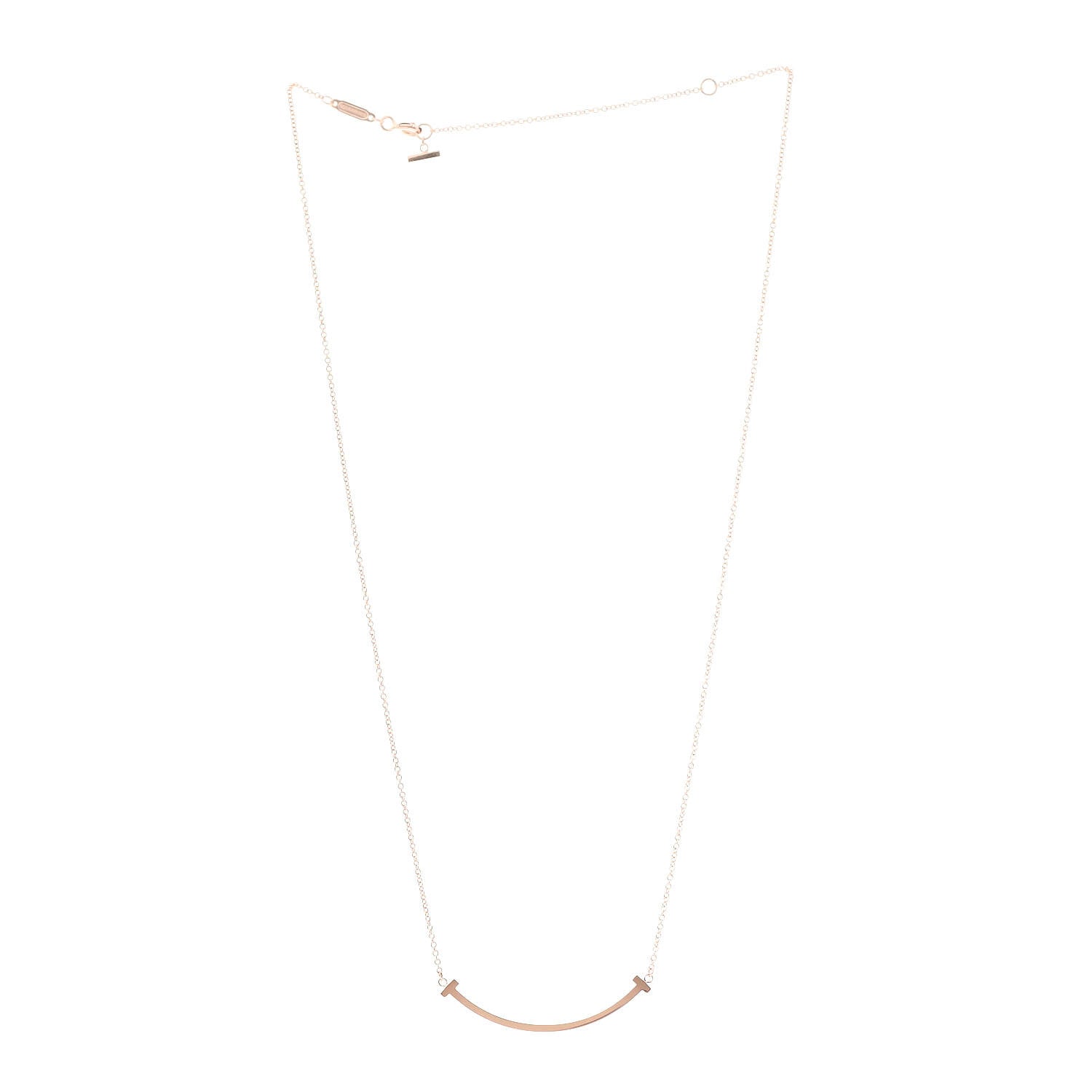 Tiffany 18K Rose Gold Small T Smile Pendant Necklace 3 of 5