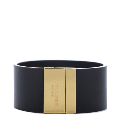 Saint Laurent Calfskin ID Cuff Bracelet L Black 1 of 5