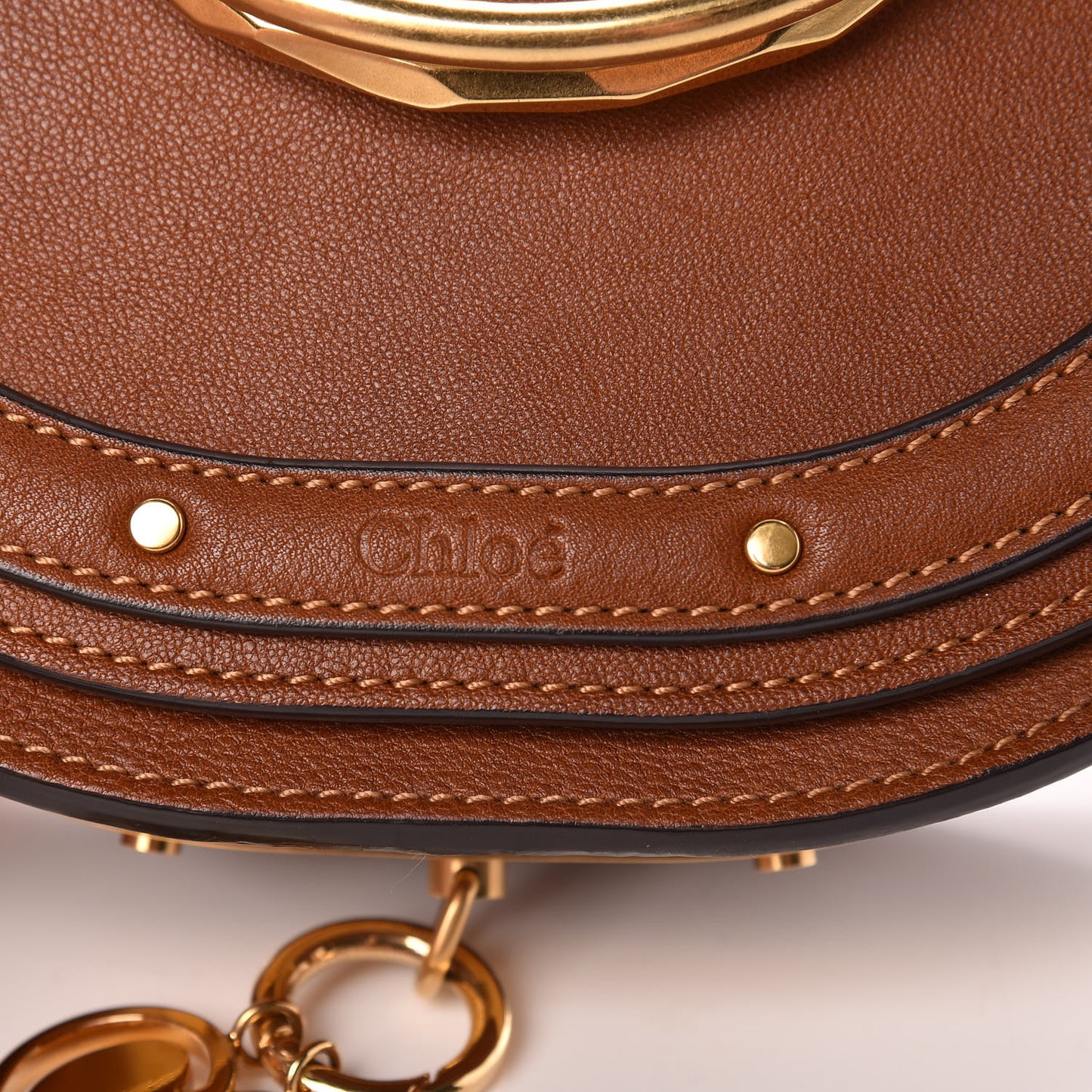 Calfskin Small Nile Bracelet Minaudiere Bag Caramel