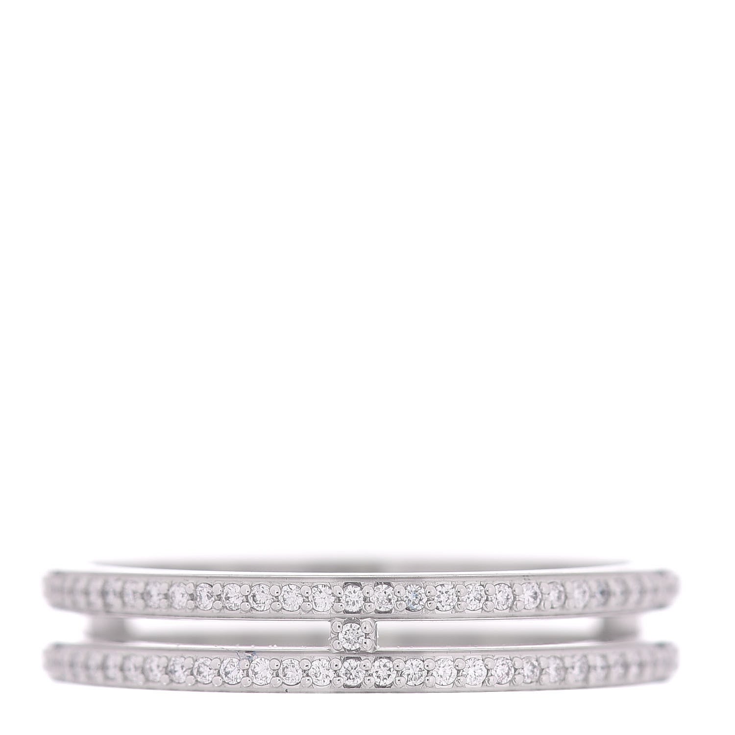 Hermes 18K White Gold Diamond Ariane Wedding Band Ring 56 7.5 1 of 5