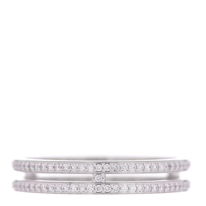 Hermes 18K White Gold Diamond Ariane Wedding Band Ring 56 7.5 1 of 5