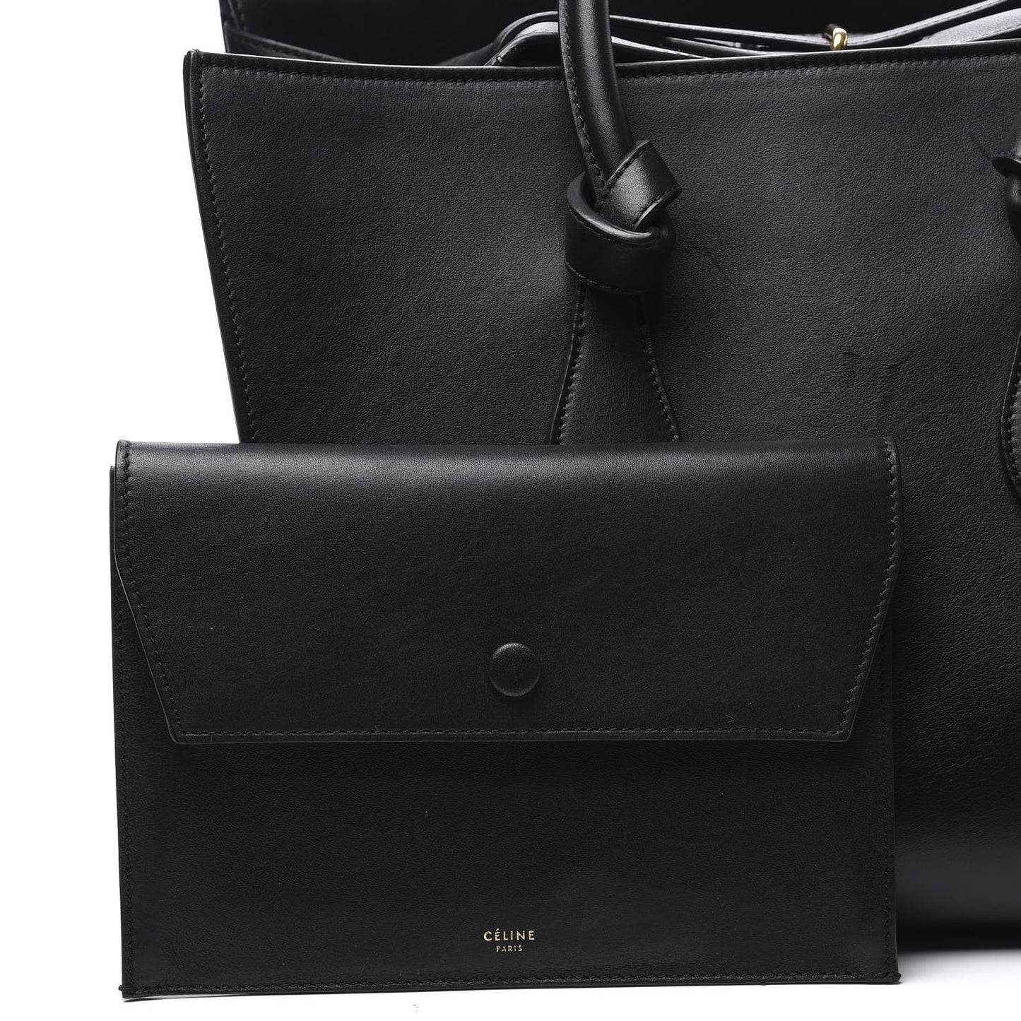 Smooth Calfskin Small Tie Knot Tote Black