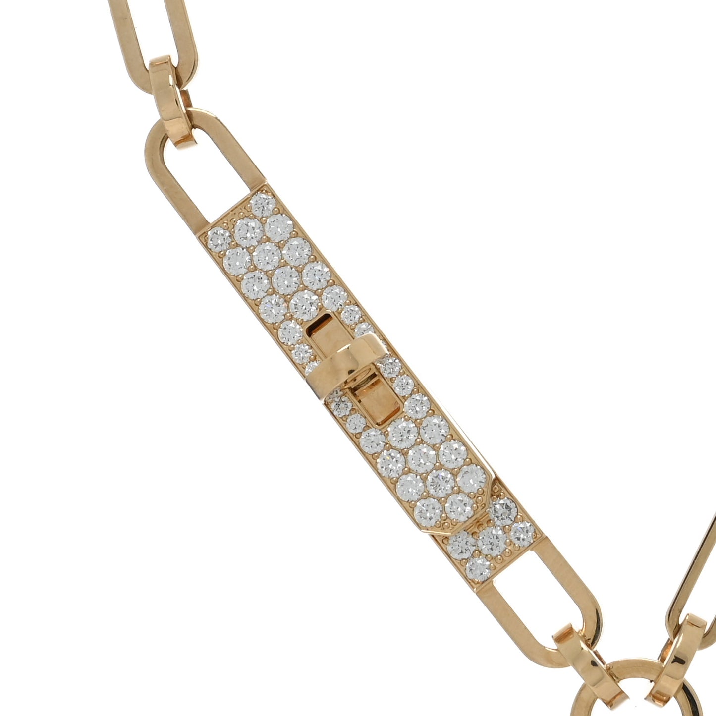 18K Yellow Gold Diamond Pave PM Kelly Chaine Lariat Necklace ST