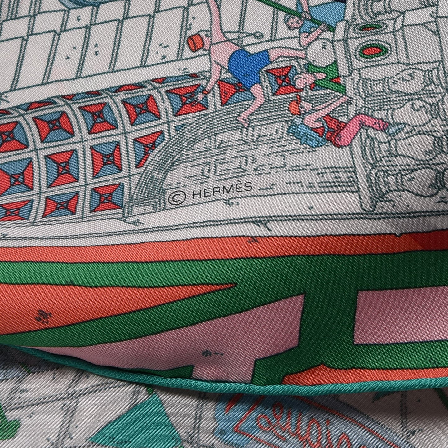 Silk Le Grand Prix Au Faubourg Scarf 90 Bleu Rose Menthol