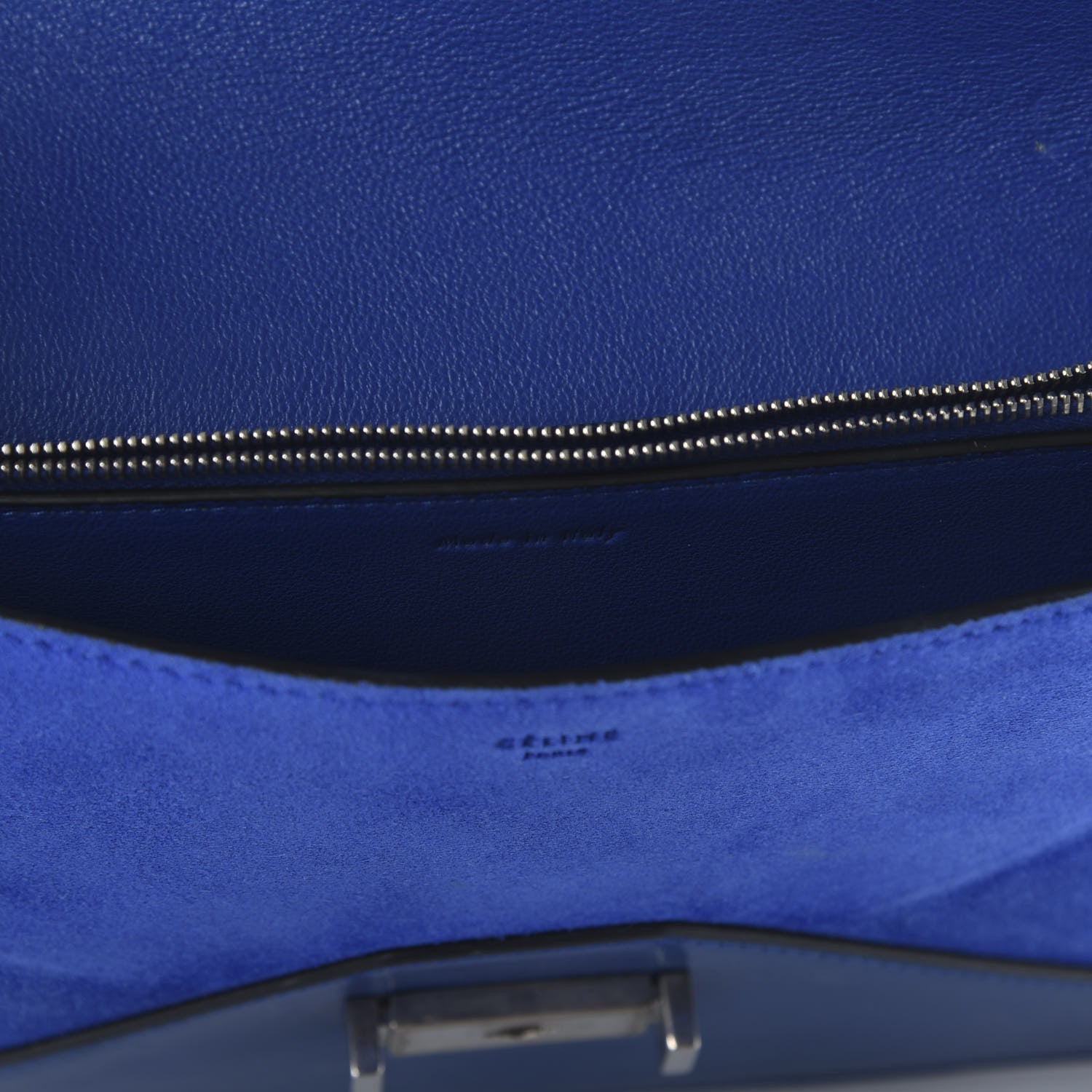 Celine Box Calfskin Suede Diamond Clutch Electric Blue 9 of 11