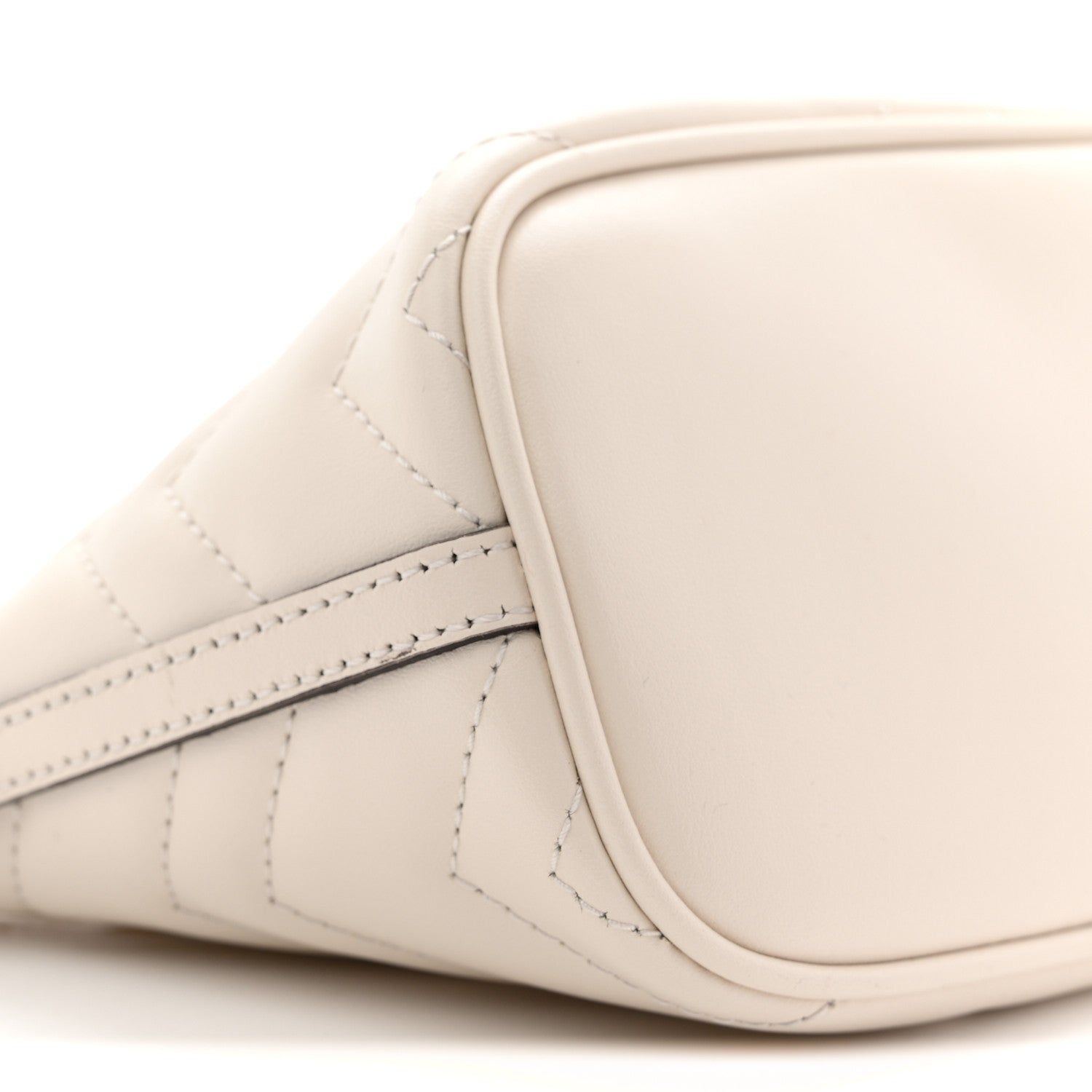 Gucci Calfskin Matelasse Chevron Monochrome GG Marmont Sling Shoulder Bag Mystic White 9 of 10