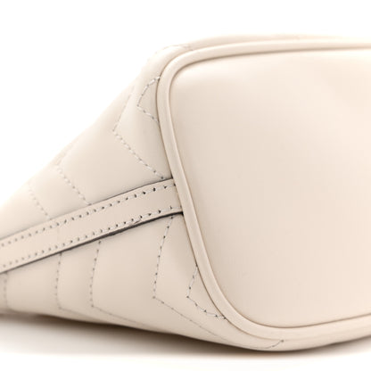 Gucci Calfskin Matelasse Chevron Monochrome GG Marmont Sling Shoulder Bag Mystic White 9 of 10
