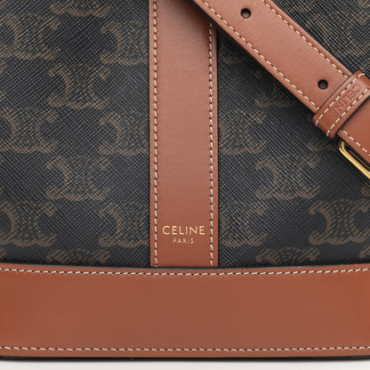 Celine Triomphe Canvas Calfskin Small Bucket Bag Tan 7 of 8